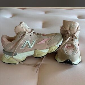 New Balance 9060 Beige and Pink Athletic Shoes
